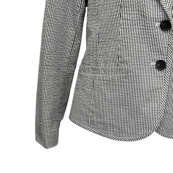 Jones New York Collection Gray White Pinstripe Seersucker Stretch Blazer Size 4 - Picture 5 of 8